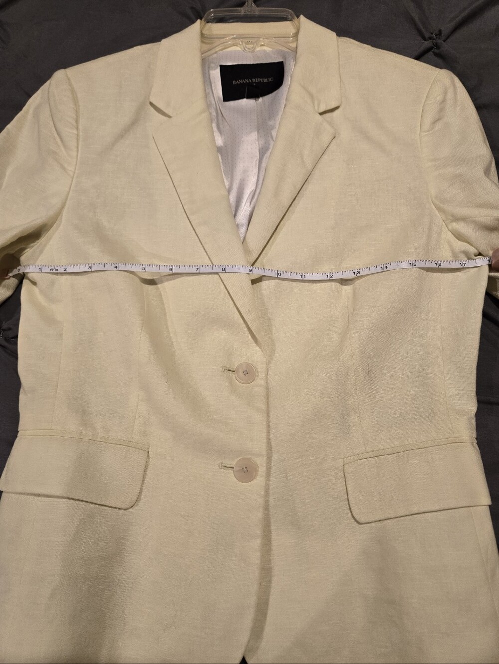 Banana Republic Pale Yellow Linen Blend Blazer Jacket Two-Button Size 10 - Picture 12 of 15